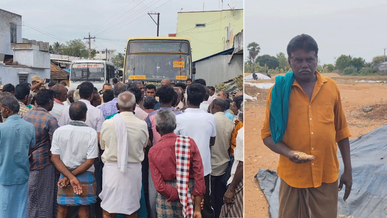நெல் கொள்முதல் நிலையம் திறக்காததை கண்டித்து விவசாயிகள் சாலை மறியல்..