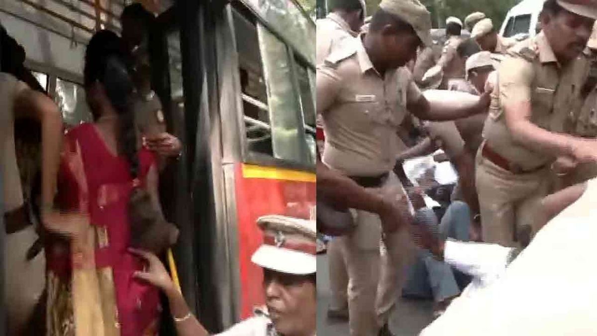 மருத்துவப் பணியாளர்கள் போராட்டம் : அ*த்துமீ*றிய போலீசார்?