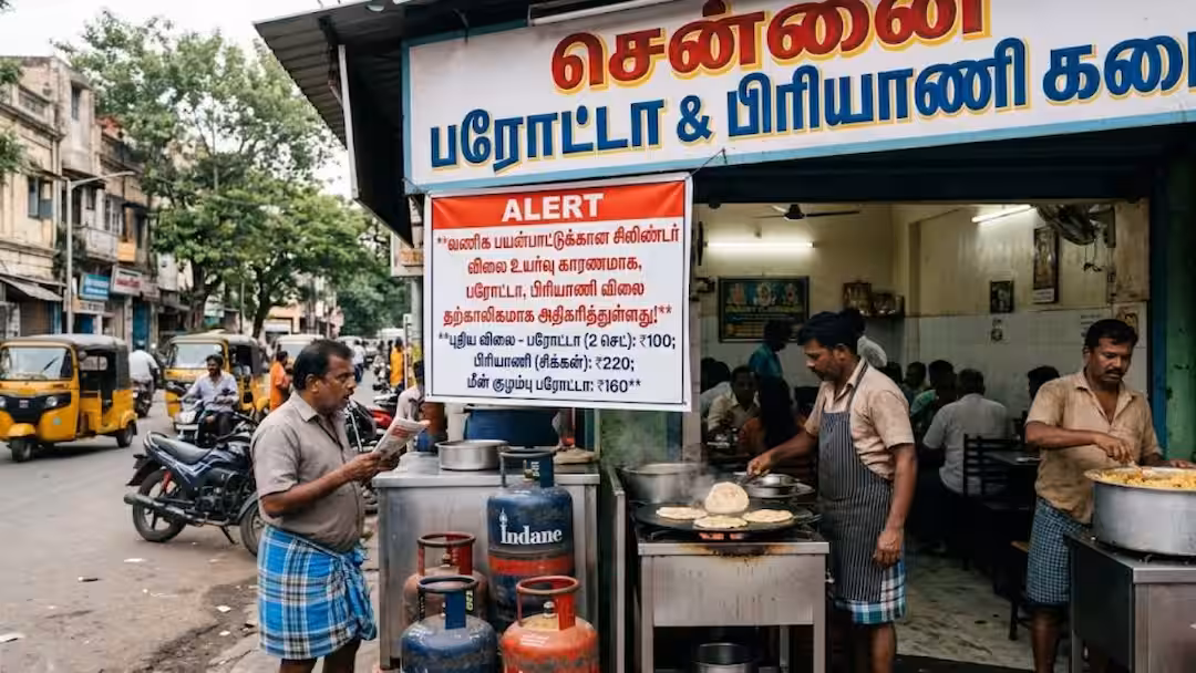 சிலிண்டர் எஃபெக்ட்: பரோட்டா, பிரியாணி விலை உயர்வு